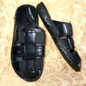 Faranzi Italy black fishermen's slip on sandals men's size 10.